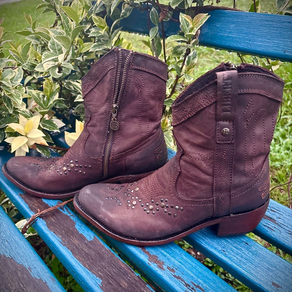 Brown Ankle Boots with Decorative Studs